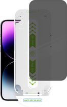 EZ Dust-Proof Glass Privacy Screenprotector geschikt voor iPhone 15 Pro Max - Screenprotectors - Beschermglas met eenvoudige schermreiniger - Anti spy glass - Binnen 15 sec. 100% accuraat gemonteerd met installatietray - 9H tempered glass