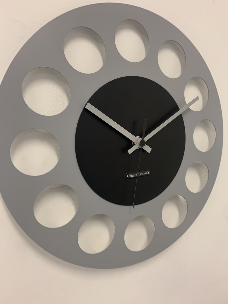 Wandklok CHANTALBRANDO -- GREY & BLACK TORNADO 40 -- MODERN DESIGN --