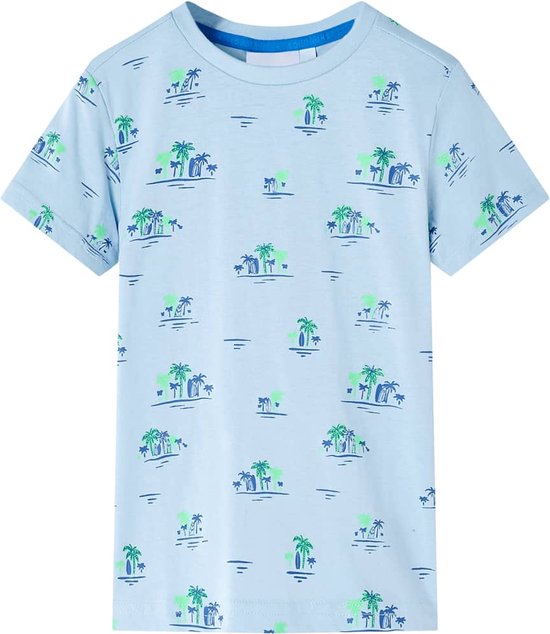 vidaXL-Kindershirt-met-palmbomenprint-104-lichtblauw