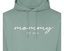 Hoodie dames met capuchon - Sweater dames capuchon - Cadeau mama - Cadeau mama kerst - Cadeau mama moederdag - Mommy est 2024 - Olijfgroen M