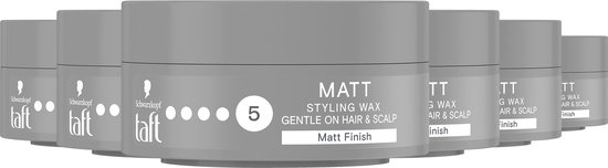 Taft Matt Wax - Haarstyling - Haarwax - Sterke Fixatie - Voordeelverpakking - 6 x 75ml