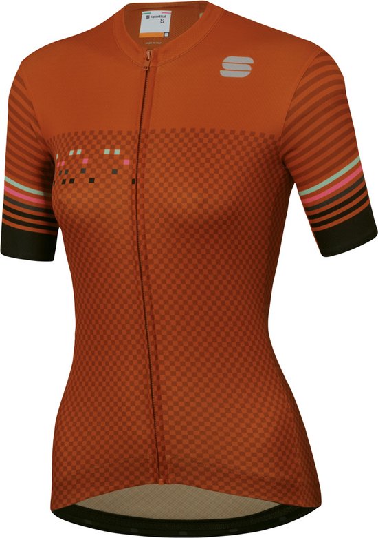 Sportful Fietsshirt Korte mouwen voor Dames Oranje Zwart - SF Sticker W Jersey-Sienna Dark Black