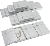Kurtzy 12 Pak Zilveren Sieraden Display Geschenk Doosjes – L16 x B12 x H3 cm – Kartonnen Verpakkings- Doos met Lint en Strik Voor Oorbellen, Kettingen, Armbanden & Ringen