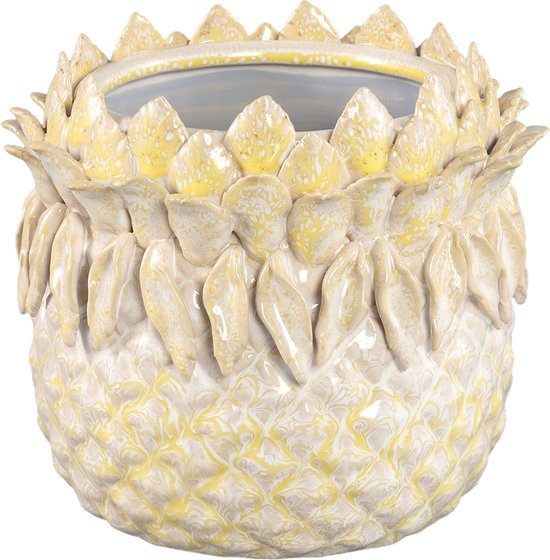 PTMD Tamiah Yellow ceramic pineapple shaped pot low M