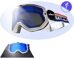 TORC ® Americana Motorbril - Anti-Fog & Krasbestendige Lens - Inclusief Microfiber Hoesje – Anti Slip Band -Ook Geschikt voor Snowboarden - Licht Flexibel Frame met 3-Laags Foam Voering - Extra Heldere Lens Inbegrepen.
