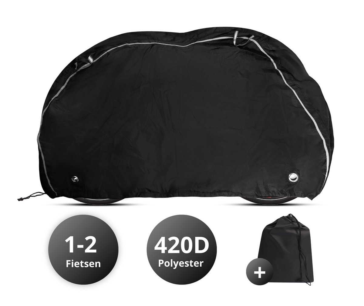 NOVOB® Fietshoes XL - Voor 1 of 2 Fietsen - Van Premium Ultrasterk 420D Polyester met PU Coating - Extra Groot - Incl Opbergtas