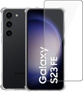 Geschikt voor Samsung Galaxy S23 FE - Hoesje + Screenprotector – Gehard Glas Cover + Shock Proof Case - Transparant