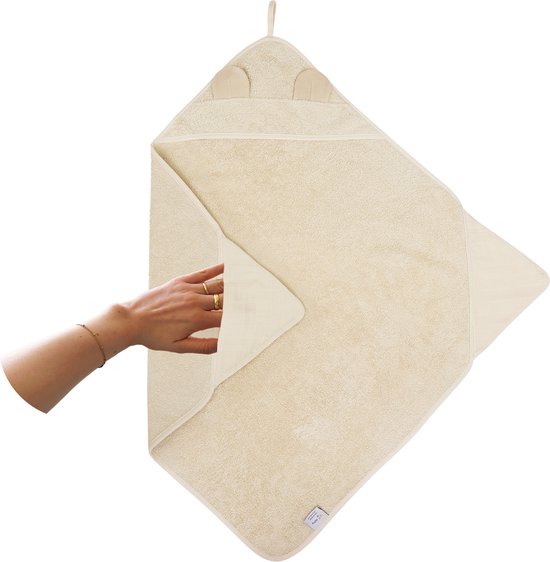 Nifty 2-in-1 Badcape - Badstof met hydrofiel - Badcape baby - Badcape 100x100 - Zand