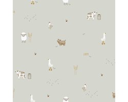 Little Dutch Little Farm Behang Kinderkamer - Dieren - 10mx52cm - Groen