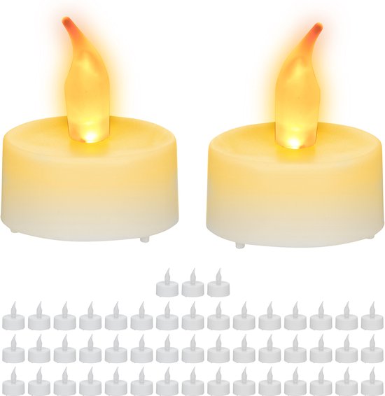 Lot de 50 bougies chauffe-plat LED Relaxdays - Bougies LED avec fausse  flamme - Bougie... | bol