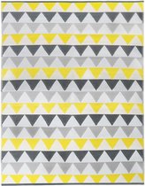 Tapis extérieur, sari, triangles, gris et jaune, 270 x 370 cm