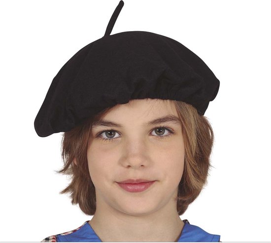 Fiestas Guirca Chapeau/béret de carnaval de style français - noir - enfants - thème France