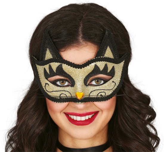 Fiestas Guirca Verkleed oogmasker Venitiaans -kat/poes - volwassenen - Carnaval/gemaskerd bal
