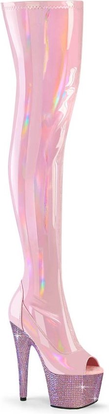 Pleaser - BEJEWELED-3011-7 Plateau Overknee Laarzen - US - Shoes - Roze