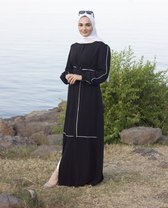 Nur Boutique Abaya Nur - Zwart/wit - maat 42-44 (maat 2) - Islamitische kleding - Bedekte kleding - Gebedskleding - Moslima - Hijab