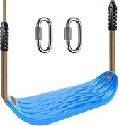 Garden Games Schommelstoel van robuuste set met 2,4 m lang verstelbaar touw en 2 karabijnhaken, robuuste schommel, outdoor, tuin, schommel, zacht rubber, blauw