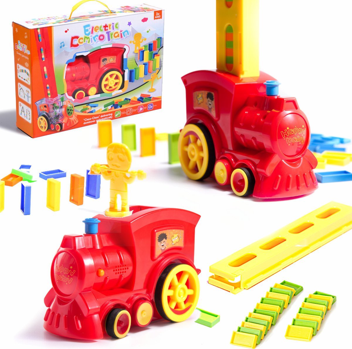 Ensemble de voiture de Train dominos pour enfants, son et lumière