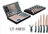 Bol.com Cheffinger Messenset - 6-delig - Rose Goud / Groen aanbieding