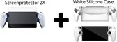 Case geschikt voor Playstation portal Silicone Wit - Screenprotector geschikt voor Playstation Portal 2 stuks