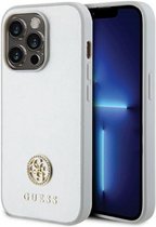 Guess 4G Strass Metal Logo Back Case - Geschikt voor Apple iPhone 15 Pro (6.1") - Zilver