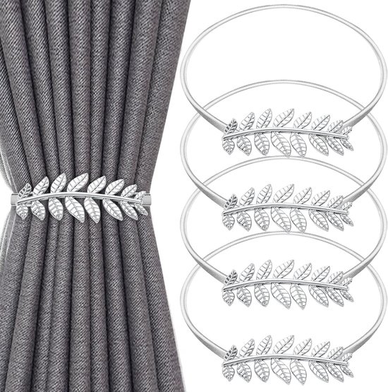 Curtain Tiebacks, Pack of 4 Tie Backs for Curtains, Metal Curtain Clips ...