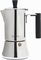 Pedro espressomachine van roestvrij staal | Espressopot voor inductiegas en alle fornuizen | Mokkapot voor 4 kopjes 200ml | Zilver