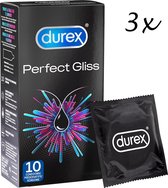 Durex Condooms - Perfect Gliss - 30 stuks (3 x 10 Stuks) - Extra Glijmiddel - Discreet Verzonden