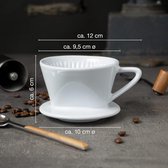 Koffiefilter porselein maat 1 - koffiefilter herbruikbaar voor uitstekende aromatische koffiesmaak - koffiefilteropzetstuk voor 1-2 kopjes - wit