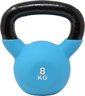 POWRX Kettlebell Neopreen 2-26 kg incl. Workout I kettlebell in verschillende kleuren en gewichten I Vloersparende swing barbell (8 kg). Kleuren en gewichten I Vloerbeschermende schommelstang (8 kg (blauw))