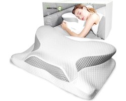 Uamector Memory Foam Pillow, Orthopaedic Neck Support Pillow, Ergonomic Neck Pillow, Sleeping Pillow Suitable for Any Sleeping Position (Grey)