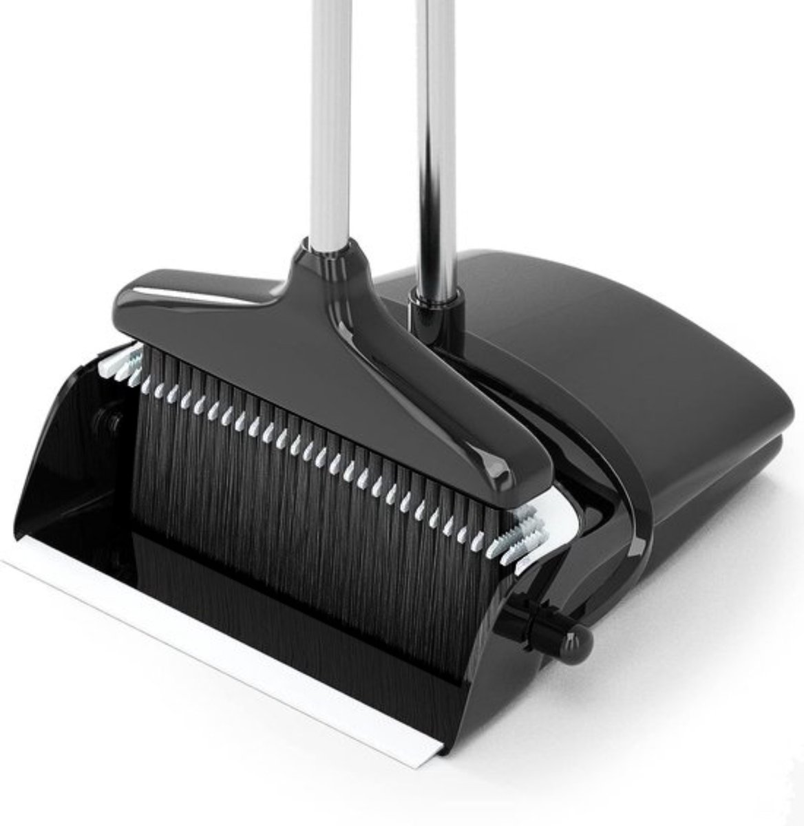 Goedkoopste BOTC Stoffer en Blik Lange Steel - Verstelbaar 93-124cm - Handveger Bezem en Vuilblik - Stofblik en Veger - Grijs