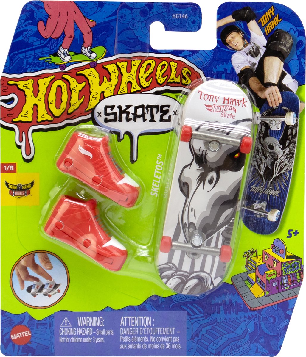 Hot Wheels SKATE SKELETOS Board, Vingerskateboard, 5 jaar