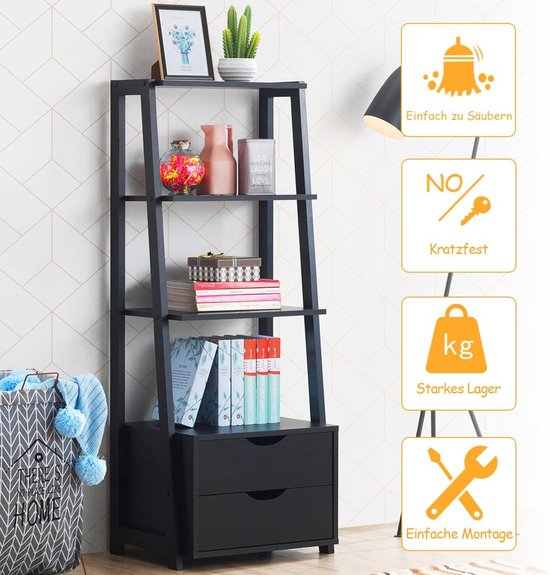 en.casa] Open kast Telemark opvouwbaar 81x68x38 cm zwart en eikenkleurig