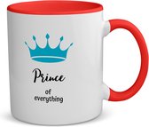 Akyol - prince of everything koffiemok - theemok - rood - Prins - iemand die zich voelt als een prins - verjaardag - cadeau - kado - geschenk - kroon - 350 ML inhoud