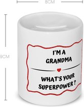 Akyol - i'm a grandma what's your superpower? Spaarpot - Oma - oma met superkracht - verjaardag - cadeautje voor oma - oma artikelen - kado - geschenk - 350 ML inhoud