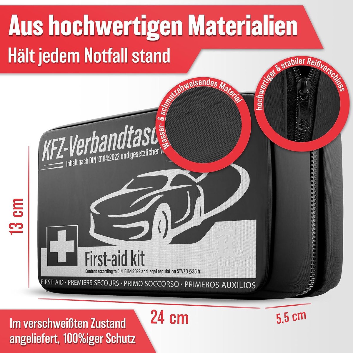 EHBO set - EHBO kit, veiligheidsvest \ First aid bag set as emergency kit refill set for car / autoveiligheidsvest