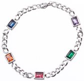 Nouka Dames Armband – Zilver Gekleurd – Ingelegd met Multicolor Steentjes - Stainless Steel – Cadeau voor Vrouwen