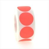 Sluitstickes - Sluitzegels - Etiketten - Stickers - fluor rood - O25 mm - rol van 1000 stuks