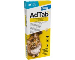 Elanco - Adtab Anti Vlooien en Teek Kauwtabletten - Kat- Bescherming - >2,0-8,0 kg - 3 Tabletten - 1 Keer Per Maand