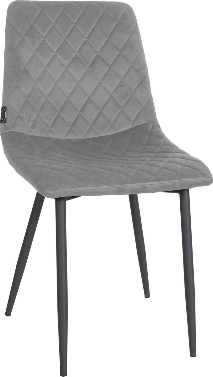 CLP Telde Eetkamerstoel - Zonder armleuning - Metaal frame - Fluweel - Velvet - grijs