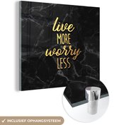 MuchoWow® Peinture sur verre 50x50 cm - Peinture sur verre acrylique - Citation - Vie - Or - Zwart - Photo sur verre - Peintures