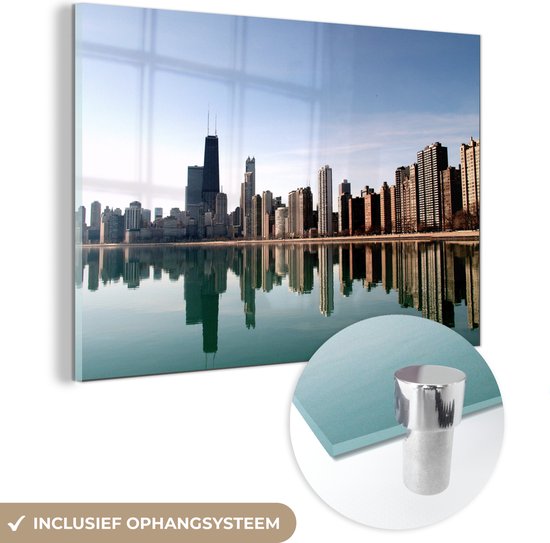 Glasschilderij - Chicago - Toren - Skyline - Acrylglas Schilderijen - Foto op Glas