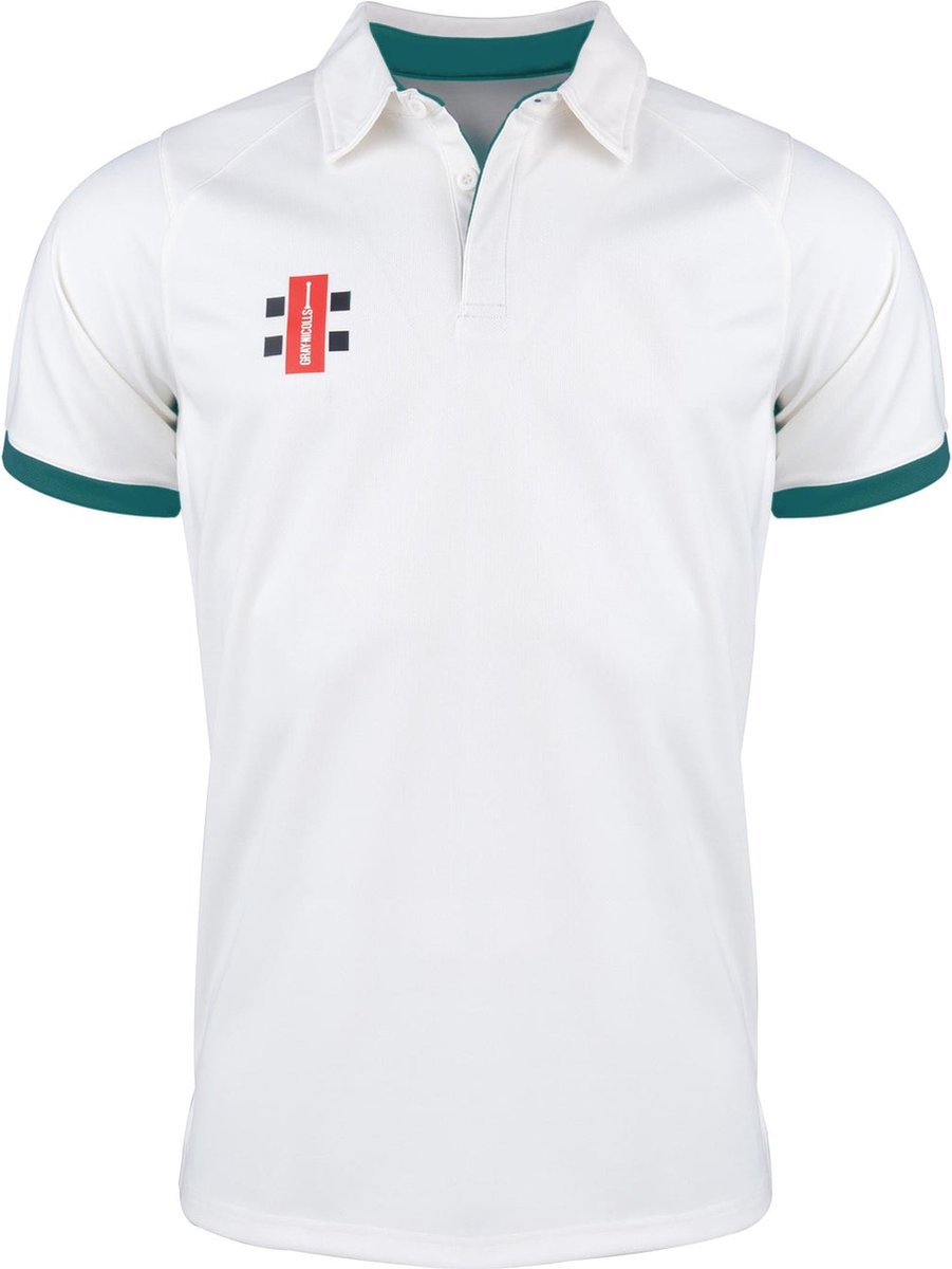 Gray-Nicolls Cricket SHIRT PRO PERF V2 S/S IV/GN S Small - Ivory / Groen