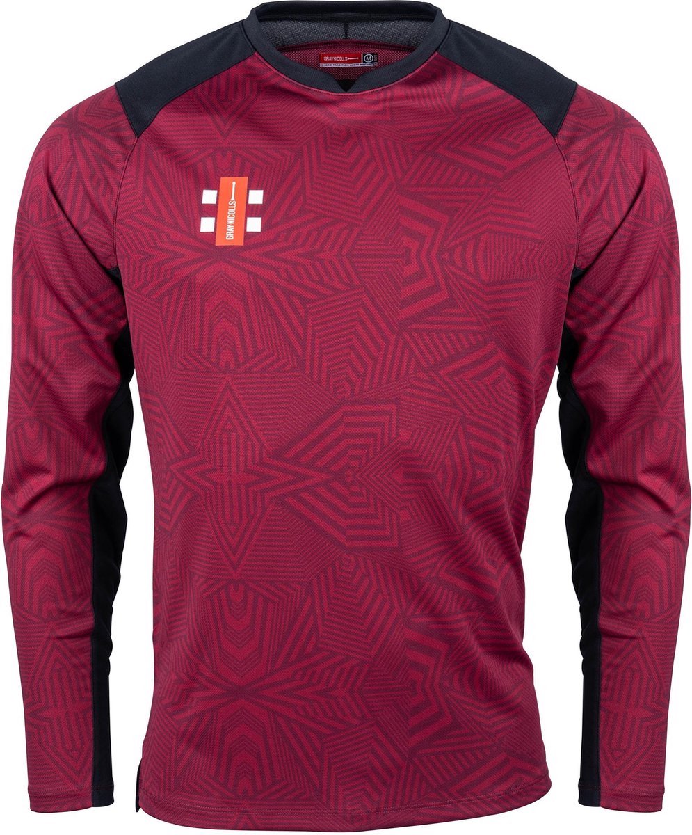 Gray-Nicolls Cricket SHIRT PRO T20 L/S MR/BK 9-10 9 - 10 Yrs - Maroon / Zwart