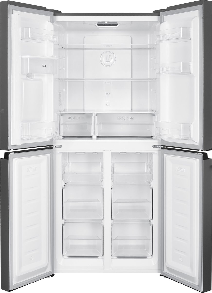 Wiggo WR-MD18(X) - Amerikaanse Koelkast - No Frost - 4 deuren - Water Dispenser - Met Display - Super Freeze - 419 Liter - 5 jaar garantie - Roestvrijstaal — afbeelding 3