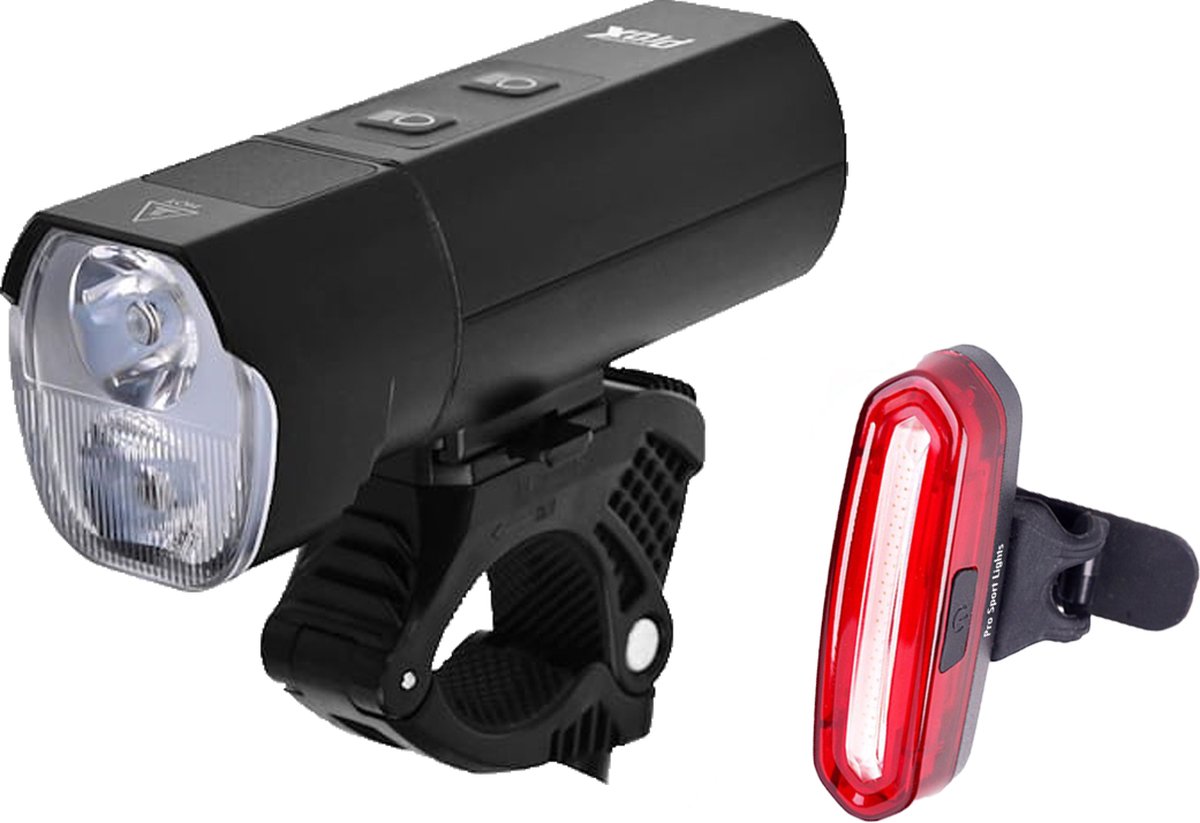 Fietsverlichtingsset 1200 en 120 Lumen - USB Oplaadbaar Voorlicht en Achterlicht