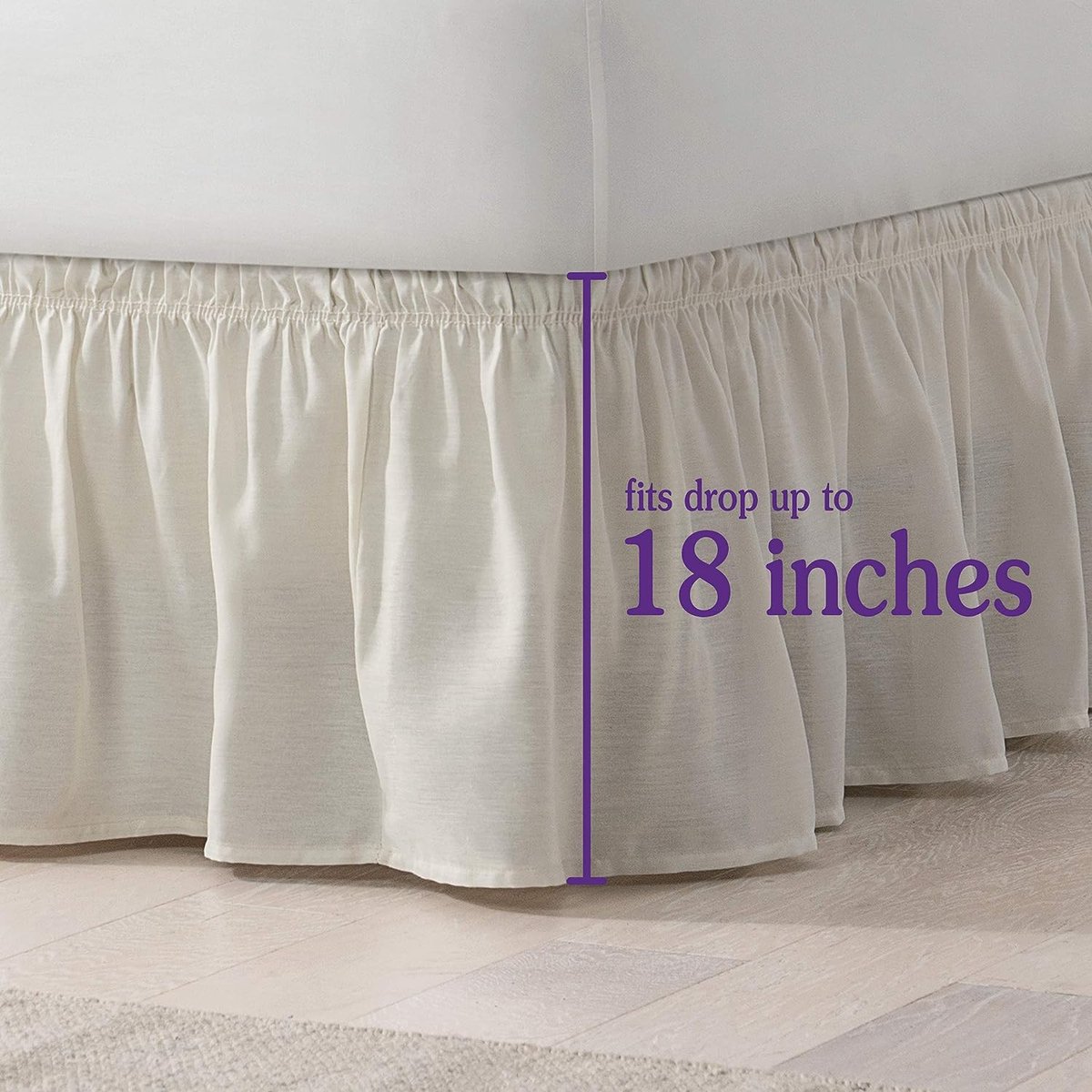 Bed Valance Rok Bed Rok Witte Wrap Rond Elastische Bed Shirts Zonder Bed Oppervlak Twin/Full/Queen/King Size 41cm Hoogte Thuis Hotel Gebruik