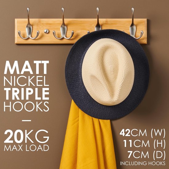 Relquorax Kapstok, kleerstandaard van massief beukenhout in boomvorm voor kleding, 9 haken, 185 x 38 x 38 cm, voor jassen, hoeden, tassen, entree, hal, kantoor, slaapkamer (wit