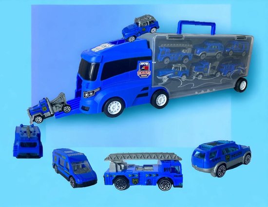 Vrachtwagen set Politie - transporter - 6-delig - Container truck koffer - 36.4 cm van Toi-Toys. — afbeelding 3