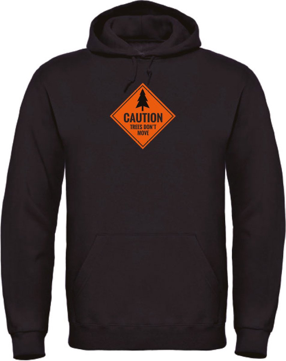 Wintersport hoodie zwart S - Trees don't move FRONT - soBAD. | Foute apres ski outfit | kleding | verkleedkleren | wintersporttruien | wintersport dames en heren | Snowboarding